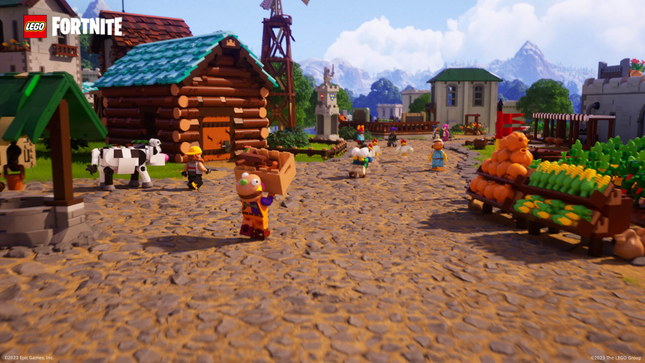 Una captura de pantalla muestra personajes de Lego dentro del nuevo juego Fortnite. 